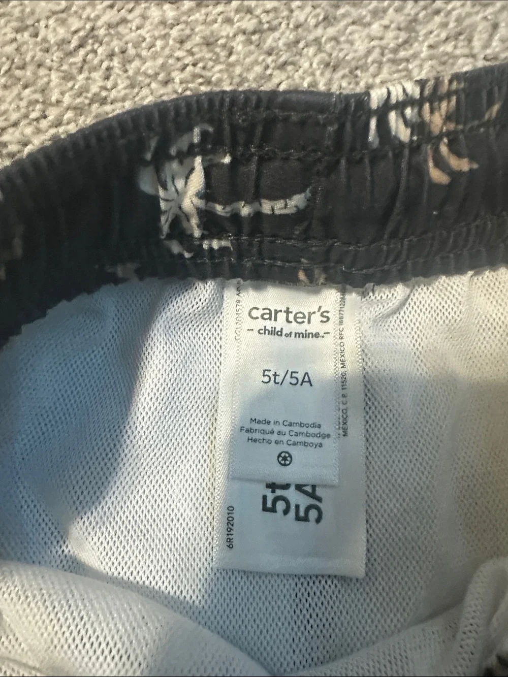 Carter’s Kids Rash Guard & Swim Trunks Set — Black and Cream Palm Print